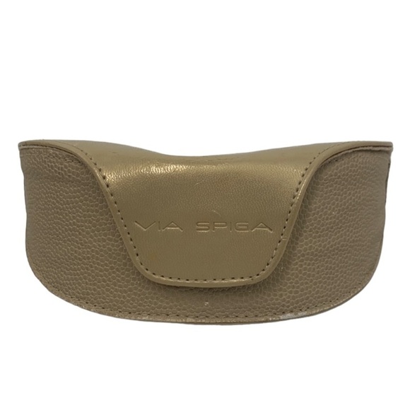 Via Spiga Gold Leather Glasses Case - Snakeskin Embossed Leather, 7”x3” - Picture 1 of 8